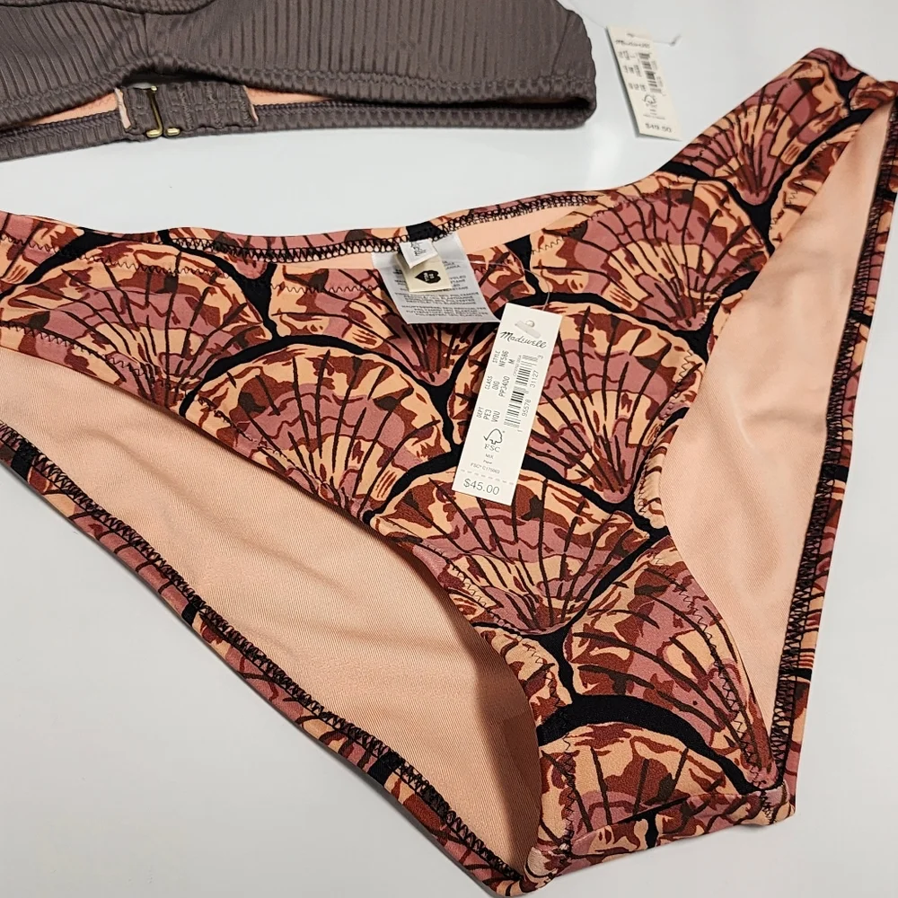Madewell Second Wave Curved-Waist Bikini Bottom in Painted Seashells - Picture 11 of 16